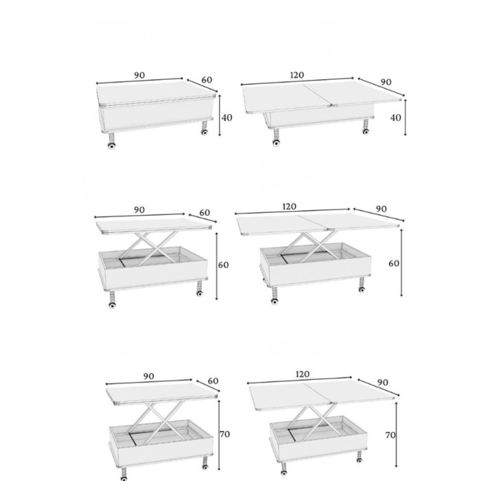 Hanah Home Mesa de Café Ajustable Alaska y Azul